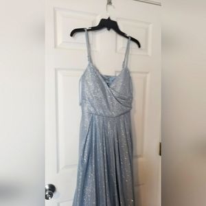 New Dillards powder blue ballroom gown. Floor length w/pockets.